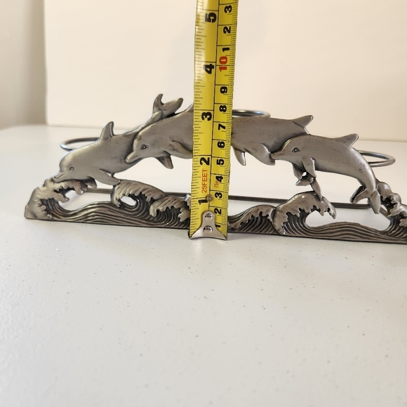 Vintage 90s Pewter Dolphin Candle Holder Votive 3 Tea Light Dolphins Ocean - Picture 5 of 6